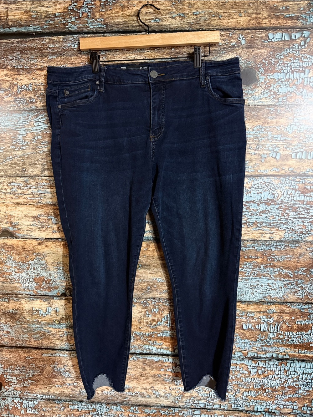 KUT From The Kloth Connie Ankle Skinny Jeans Size 18W Raw Hem Dark Wash